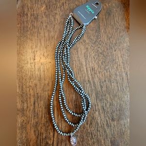 3 strand Navajo pearl necklace with leopard pendant